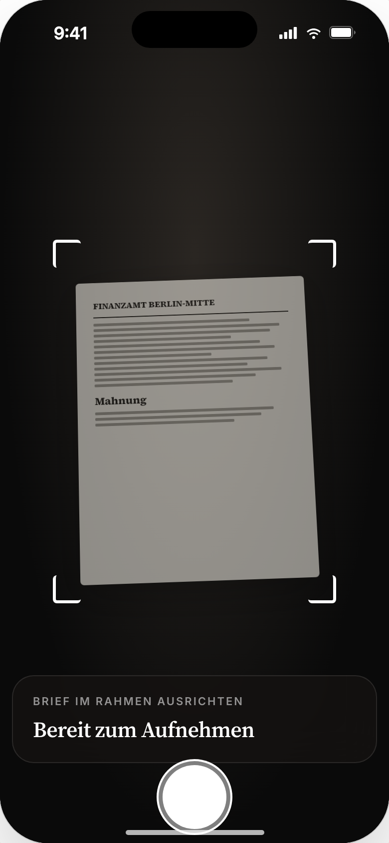 AI parsing the letter — fields checking off as they're extracted